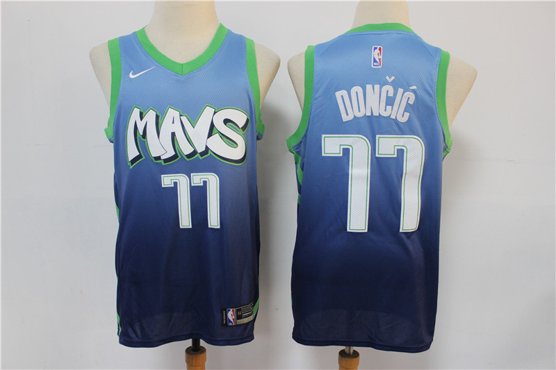 Men Dallas Mavericks #77 Doncic Blue City Edition Game Nike NBA Jerseys